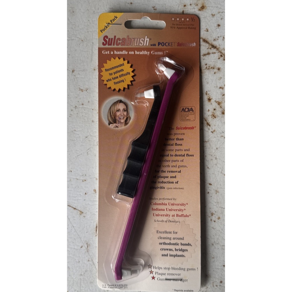 Sulcabrush Healthy Gums Dental Oral Cleaning Gum Brush Vtg Pocket Travel NOS